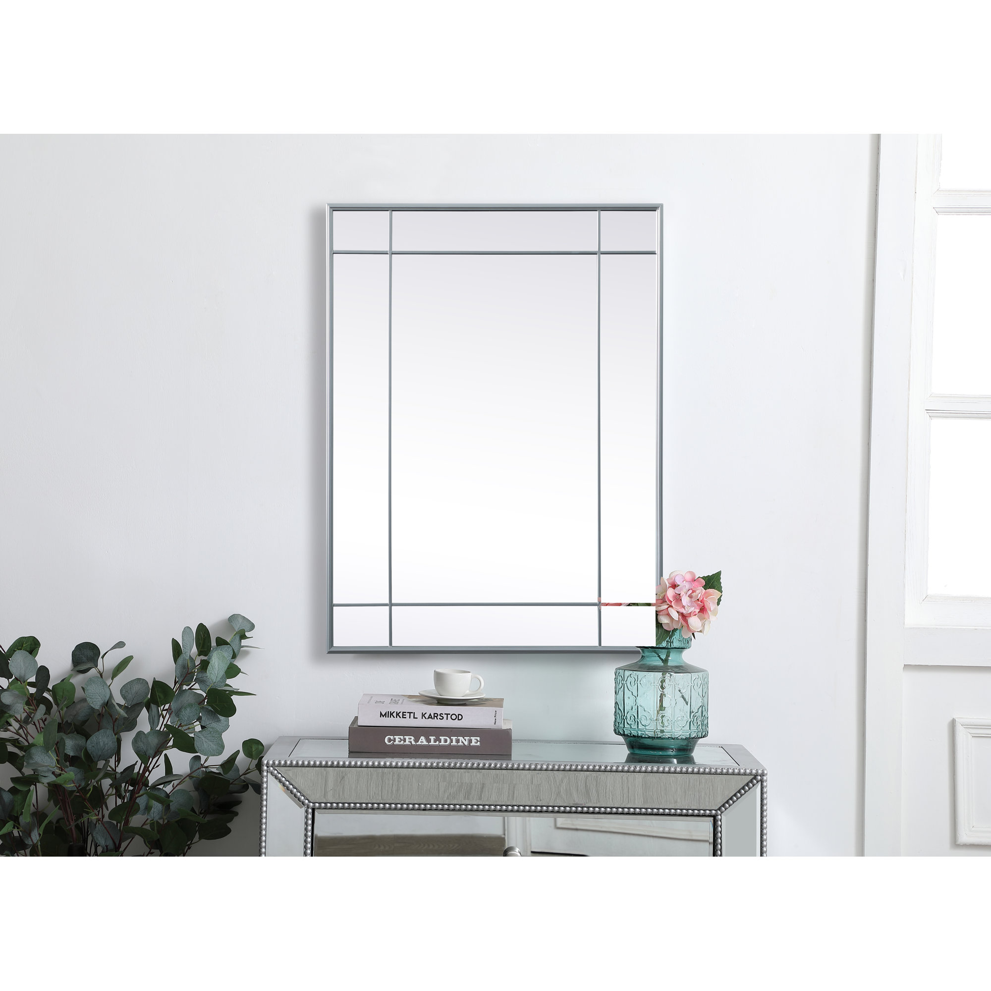 Chancey Iron Rectangle Wall Mirror, 40"H x 30"W, Silver