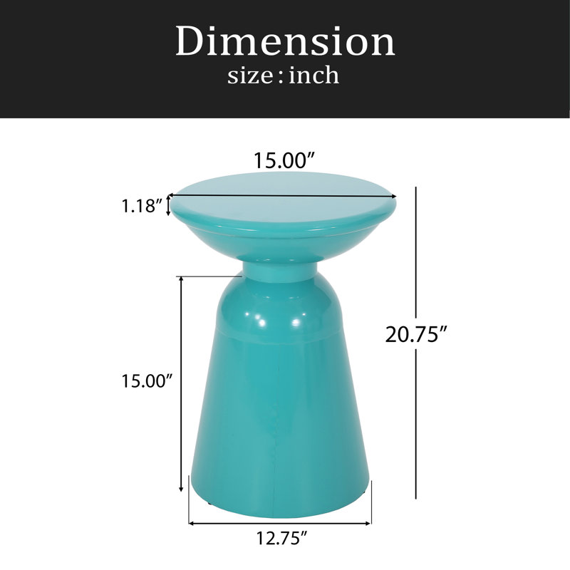 Outdoor Metal End Table -Large, Teal