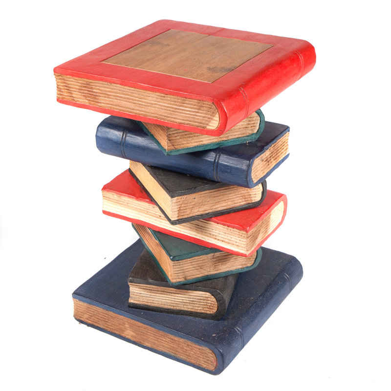 Bookstack Solid Wood End Table, Painted