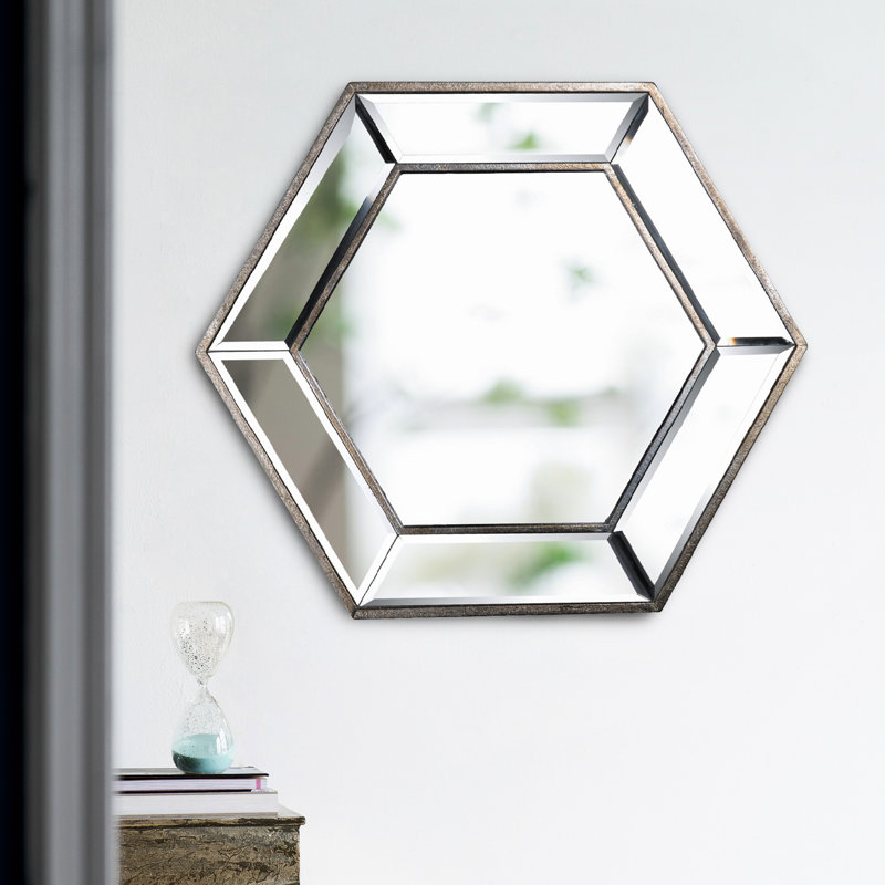 Miroir hexagonal en verre 20 po x 18 po, polyvalent pour différents décors mur moderne 20,7 x 1,6 x 17,9, convient aux thèmes de décoration
