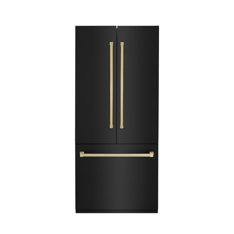 ZLINE 36" 19.6 cu. ft. Built-In 3-Door French Door Refrigerator with Internal Water and Ice Dispenser, Polished Gold