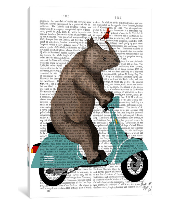 « rhino on cyclomoteur », impression sur toile tendue, H 12 po x l 8 po x P 0,75 po, Toile tendue, Pas de tapis
