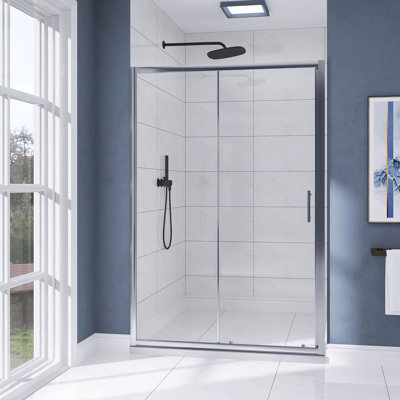 46.5"-48" W x 72" H Single Sliding Framed Shower Door | 1/5" (5mm) Thickened Upgrade Tempered Glass | Stainless Steel Hardware | Safe,Magnetic, Explosion-Resistant, Clear & Stylish, Sturdy & Durable
