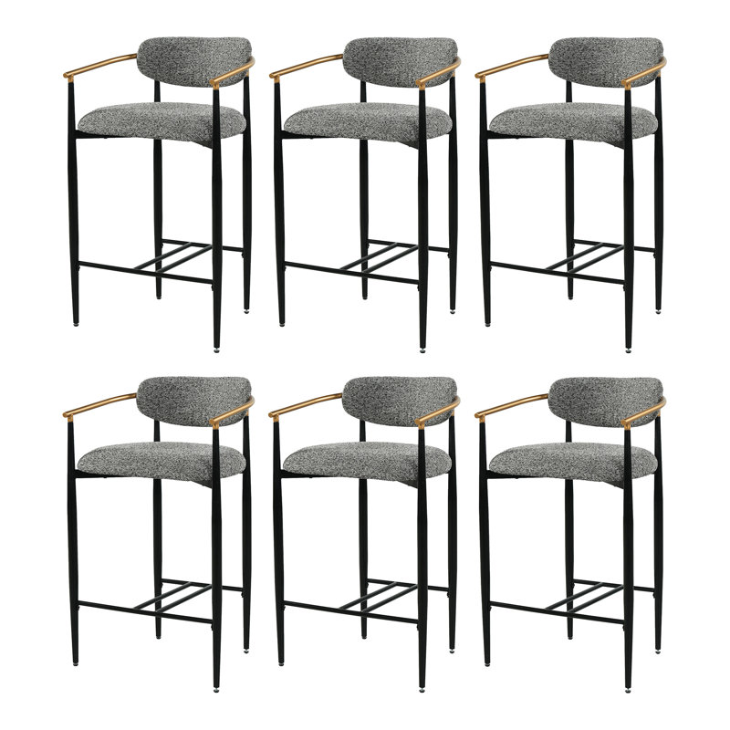Tabourets de bar modernes COLAMY MATRIX, hauteur d'assise de 75 cm (29,5 po), pour comptoirs de 102 à 112 cm (40 à 44 po), gris, ensemble de 6