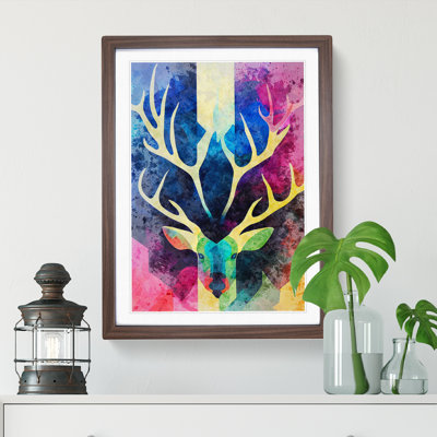 Colourful Stag No.2 Abstract - Single Picture Frame Print