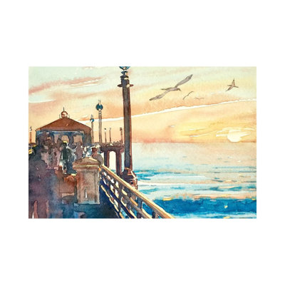 " The Pier At Manhattan Beach " by Luisa Millicent Painting Print