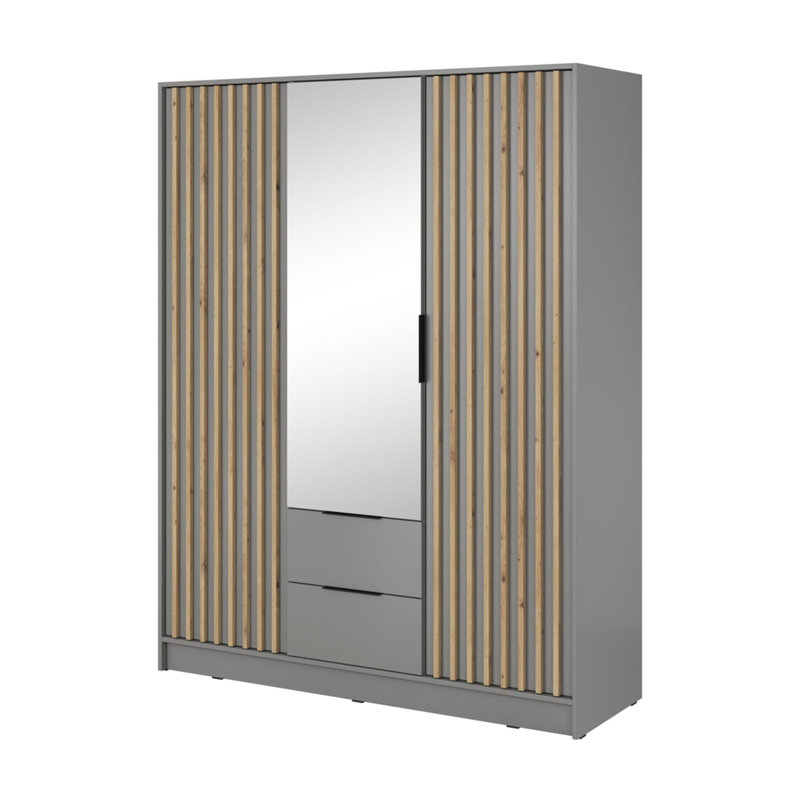 Bertina 3 Door Wardrobe, Light Grey