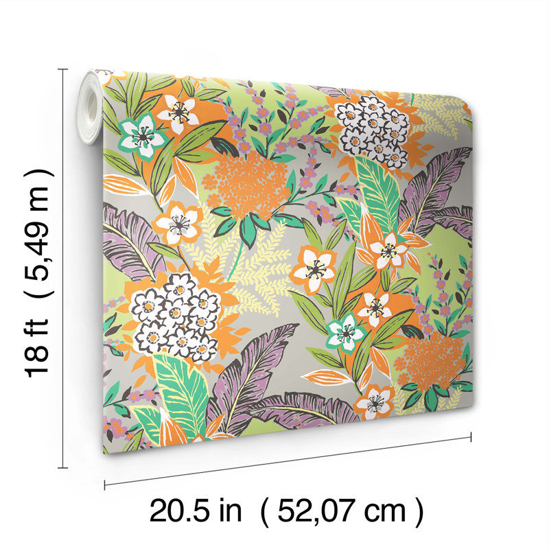 Papier peint adhésif L 18 pi x l 20,5 po RuJardin, Orange