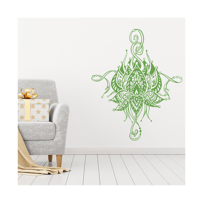 Décalcomanie murale fleur lotus Buller, Vert citronnier