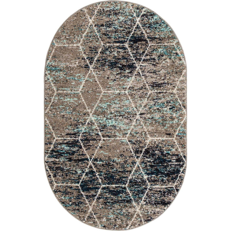 Johnstonville Geometric Indoor Rug, Oval 3'1" x 5'3"