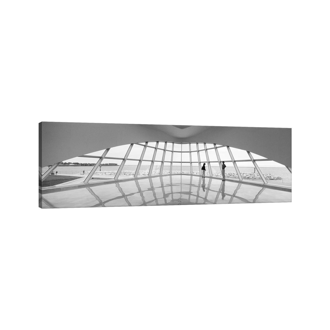 Silhouette Of Two People In A Museum, Milwaukee Art Museum, Milwaukee, Wisconsin, USA by Panoramic Images - Wrapped Canvas Panoramic Print
