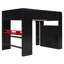 Lit double en bois avec bureau à hauteur réglable, garde-robe, grand espace de rangement et lumière RVB-265247728