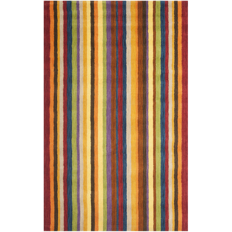 Frann Hand Loomed Wool Striped Rug, Rectangle 4' x 6'