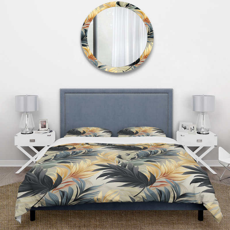 Monochrome Mirage Tropical Pattern III - Ensemble de housse de couette tropical