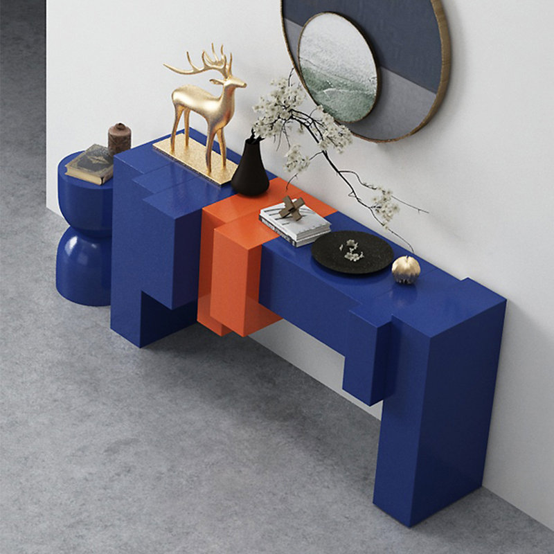Console Modern Minimalist Art Design, H 35,43 po x l 62,99 po x P 15,75 po, Bleu / orange