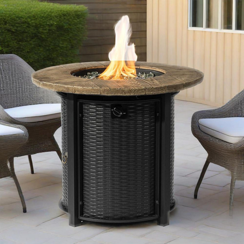 30" Propane Gas Fire Pit Table, 24.4" H x 30" W x 30" D, Black