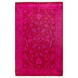 Overdyed Hand-Knotted Wool Modern-Contemporary Pink Runner 3' 2" x 4' 10"