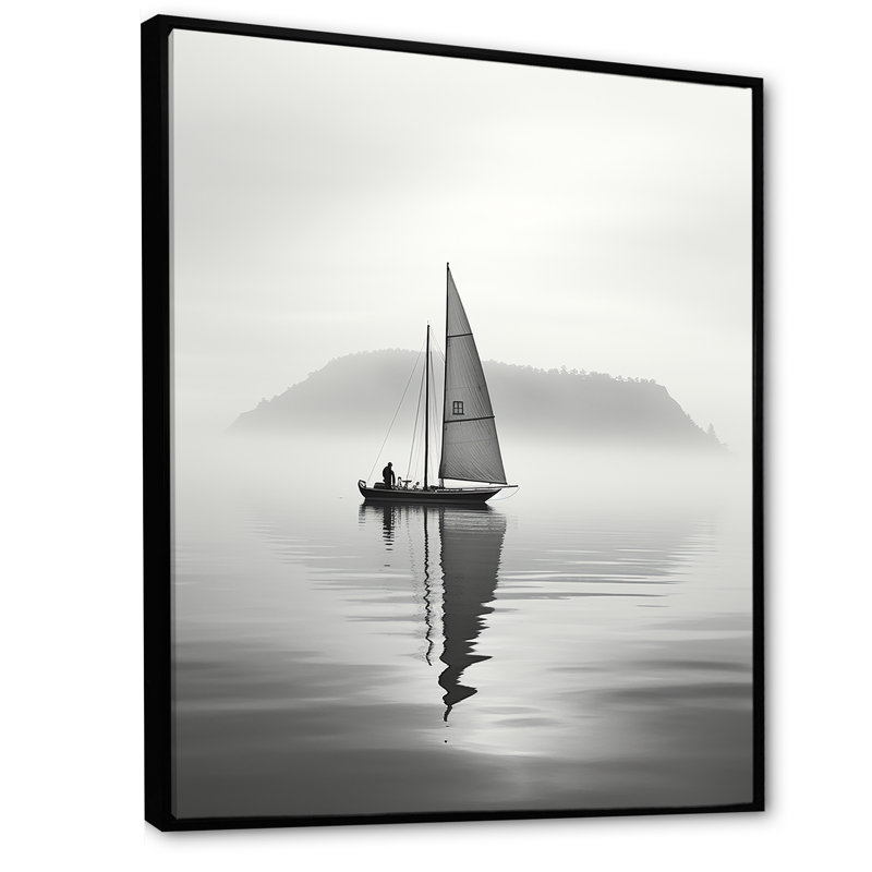 Voilier «Simplicity at Lake» sur toile, H 20 po x l 12 po x P 1 po, Cadre flottant noir