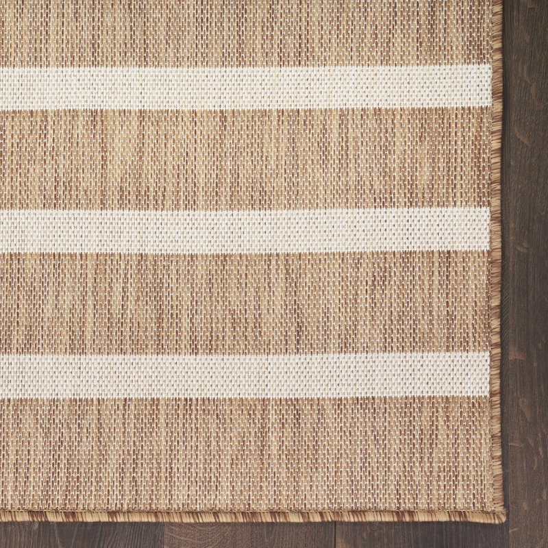 Shaila Striped Indoor / Outdoor Rug, Runner 2' x 6', Jute/Ivory
