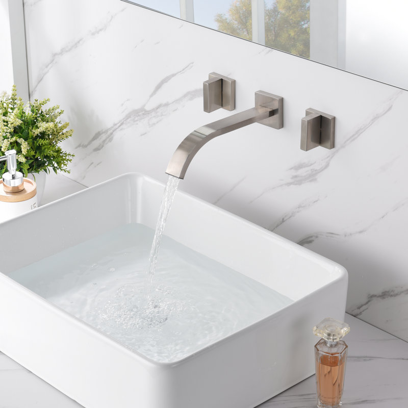 Robinet de lavabo de salle de bain, robinet de lavabo mural, robinet de salle de bain à 2 poignées, robinet de salle de bain avec valve en laiton Summerain