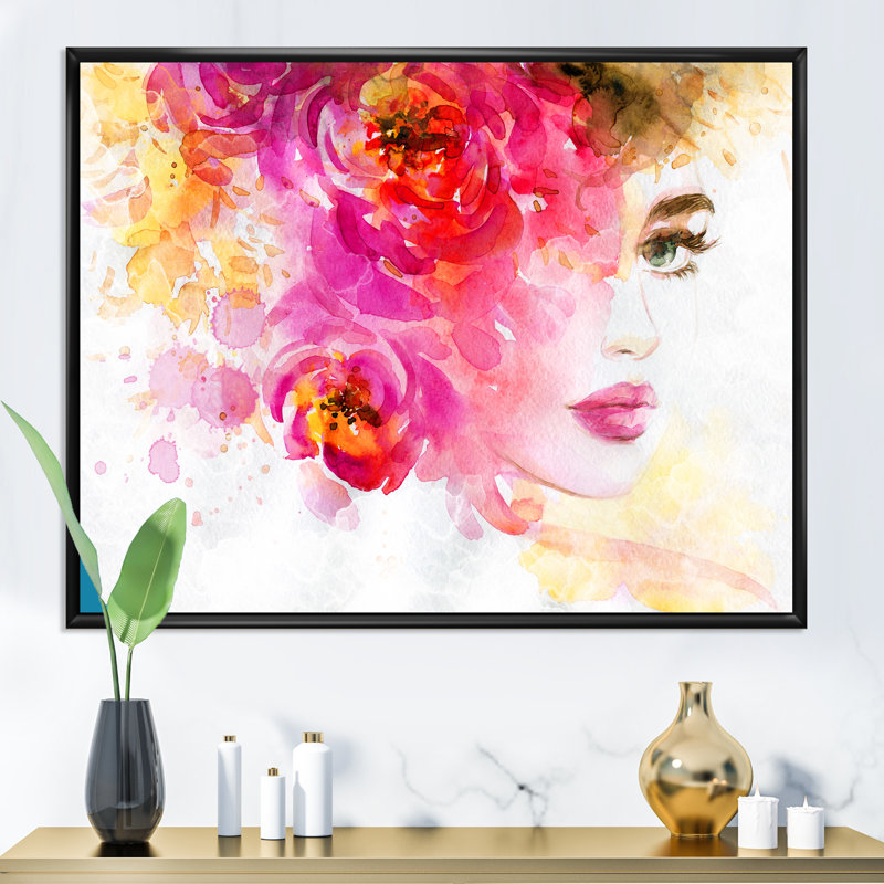 Art floral sur toile, H 16 po x l 32 po x P 1,5 po, Cadre flottant noir