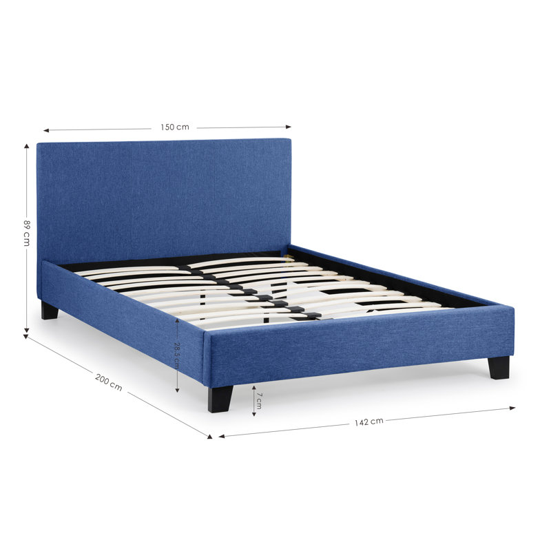 Lilianna Upholstered Bed, No Mattress, Blue, Double (4'6)