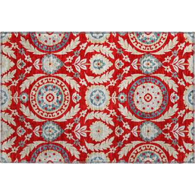 Premium Machine Washable Prisco Red Rug