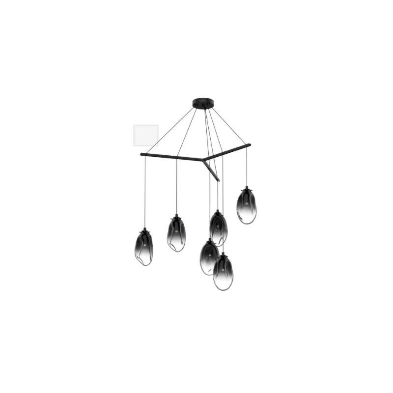 Liquid 6 - Light LED Pendant, Smoke Fade