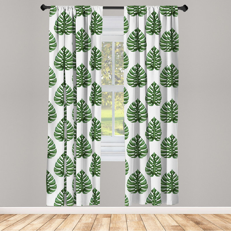 Tropical Floral Semi-Sheer Rod Pocket Curtain Panels, 28" x 63"