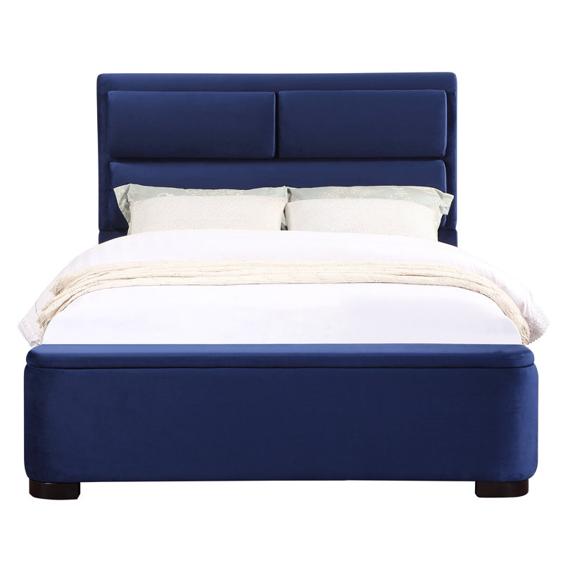 Demicah Upholstered Standard Bed, Queen, Navy Blue