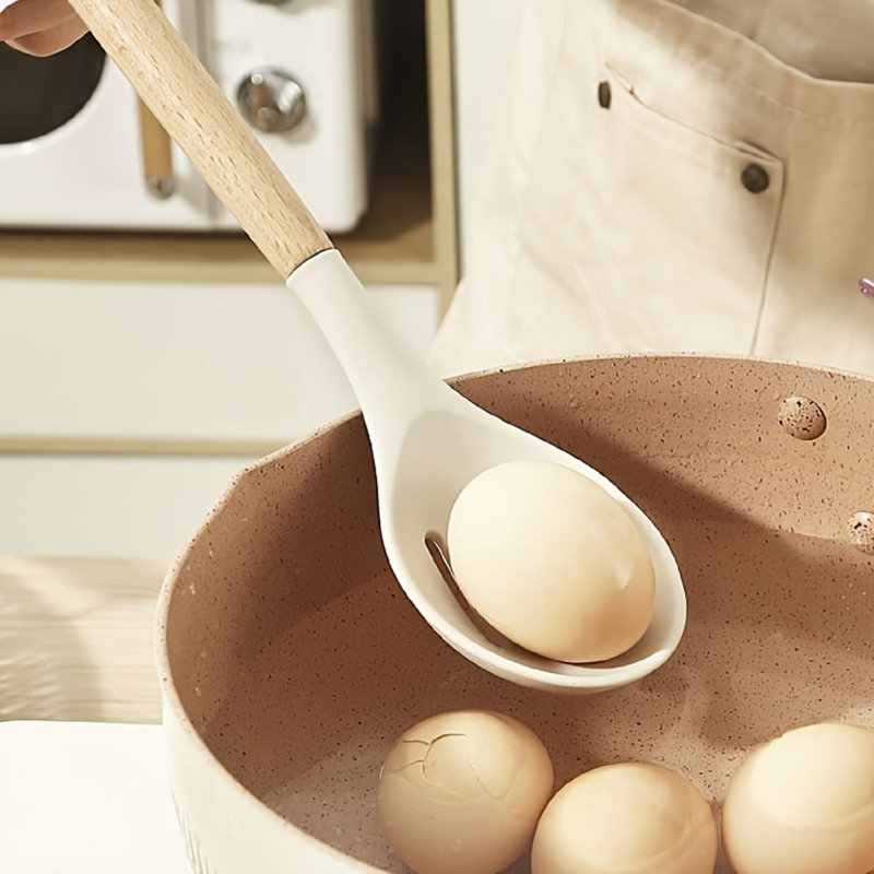 Ensemble 5 pièces d'ustensiles de cuisine en silicone blanc