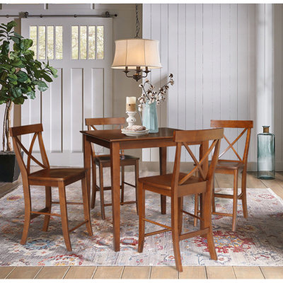 Dalonzo Counter Height Solid Wood Dining Set