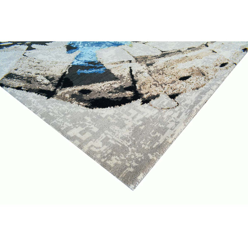 Hand Woven Silk and Wool Area Rug, Rectangle 8' x 10'