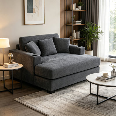 55" Oversized Chaise Lounger Modern Style Sofa Couch