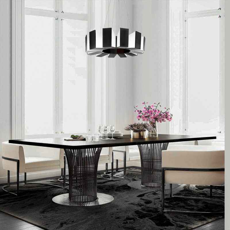 Lustre à DEL à tambour à intensité variable unique / audacieux, 34 po, Noir, H 10 po x l 34 po x P 34 po , 12 lumières