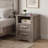 17.7"W Farmhouse Nightstand with LED Light & Charging Station, Bedside Table with Storage-743450759