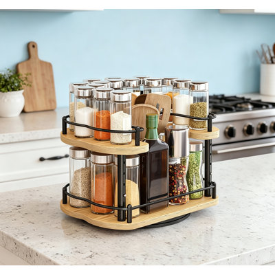 Adjustable Height Rotating Lazy Spice Rack for Cabinet