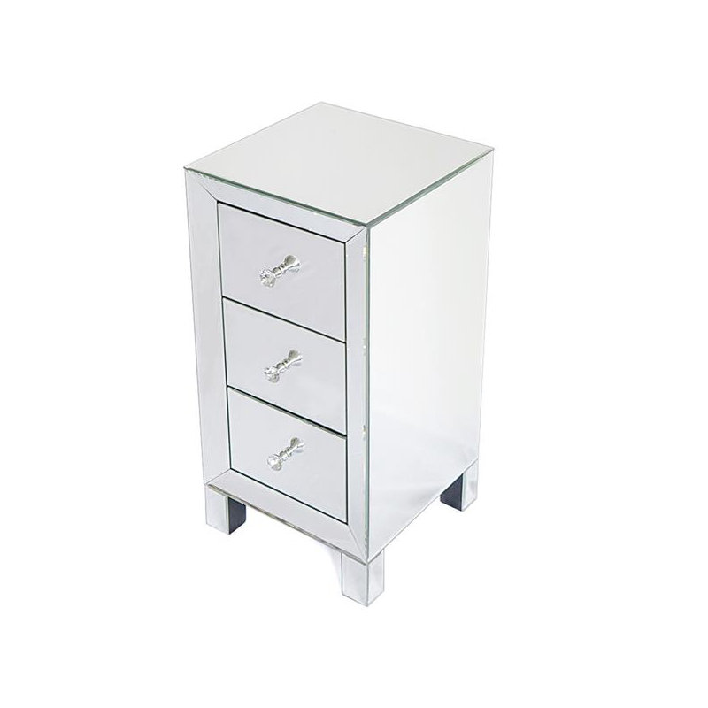 11.8cm W Reclaimed Wood Bedside Table, Silver