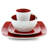 Gibson Home Soho Lounge 16 Piece Soft Square Stoneware Dinnerware Set in Red and White