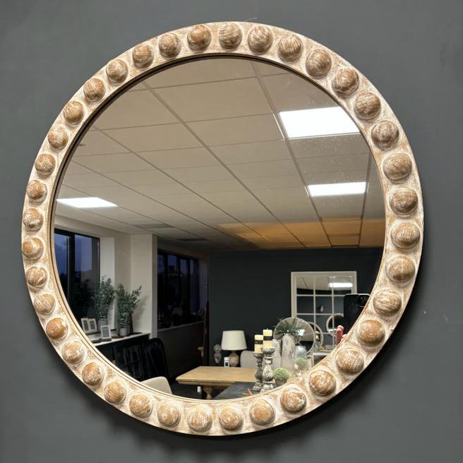 Caitlun Rustic Round Wall Mirror, 65cm H x 65cm W