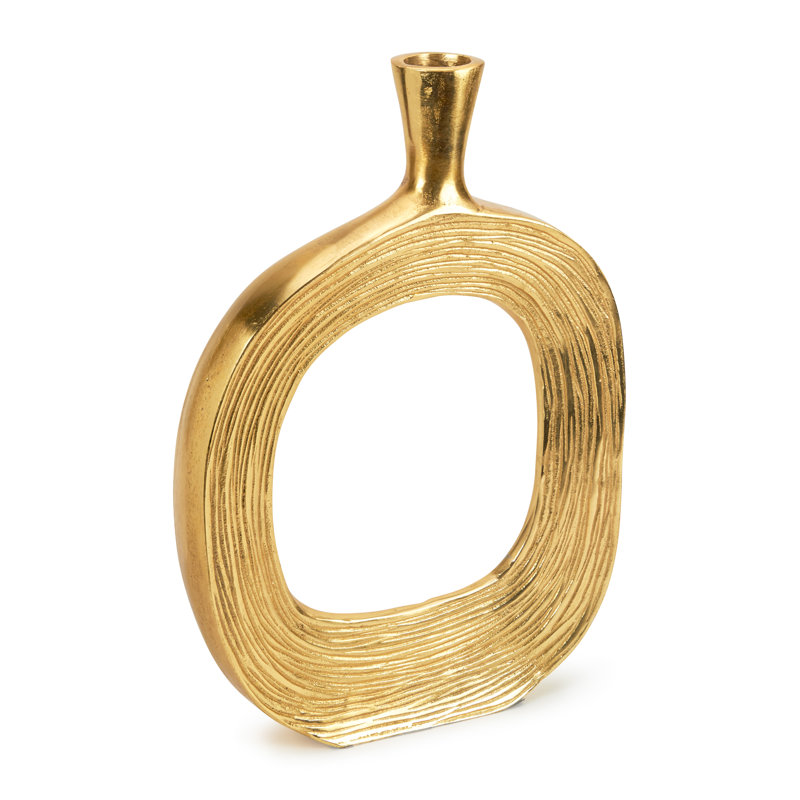 Braziel Handmade Metal Floor Vase, 18.25" H x 12.5" W x 2.25" D, Gold