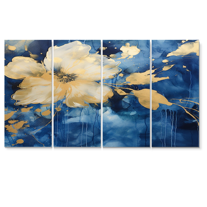 «Xandra - Buttercups», art mural 4 pièces, H 32 po x l 64 po