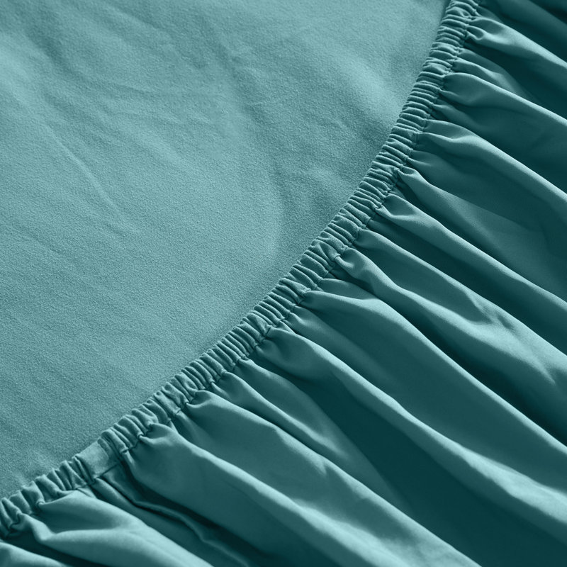 Microfiber Percale Sheet Set, Teal, Cal.King Sheet Set+Fitted Sheet + 2 Pillowcases
