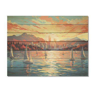 «Vancouver Port Sunset Sail - Port Landscape Coastal» sur toile