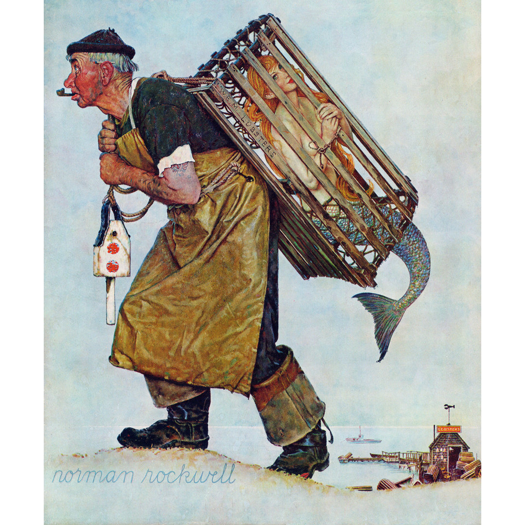 'Mermaid' by Norman Rockwell Painting Print on Wrapped Canvas Vault W Artwork
