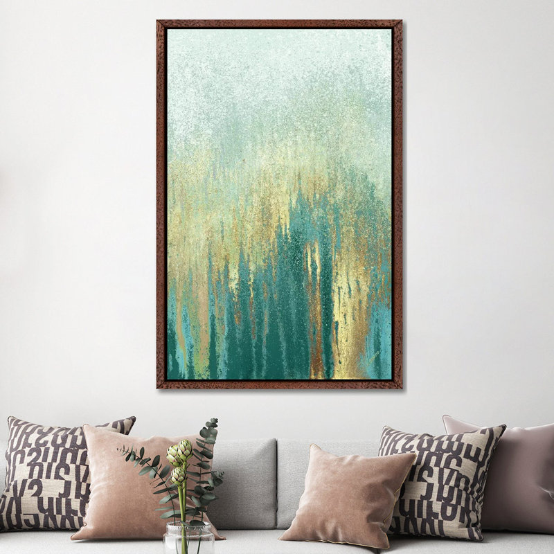 Teal Golden Woods 1 Piece Floater Frame Wall Art on Canvas, 152.5 cm H x 101.5 cm W, Classic Wood