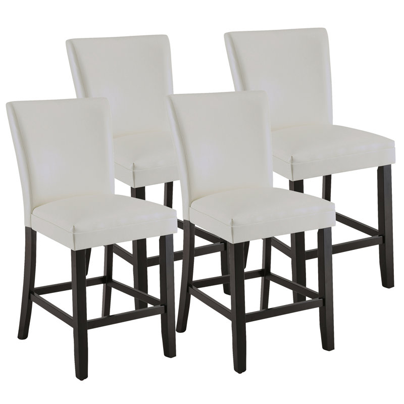 Ebian Upholstered Counter Stool with Solid Wood Frame, White