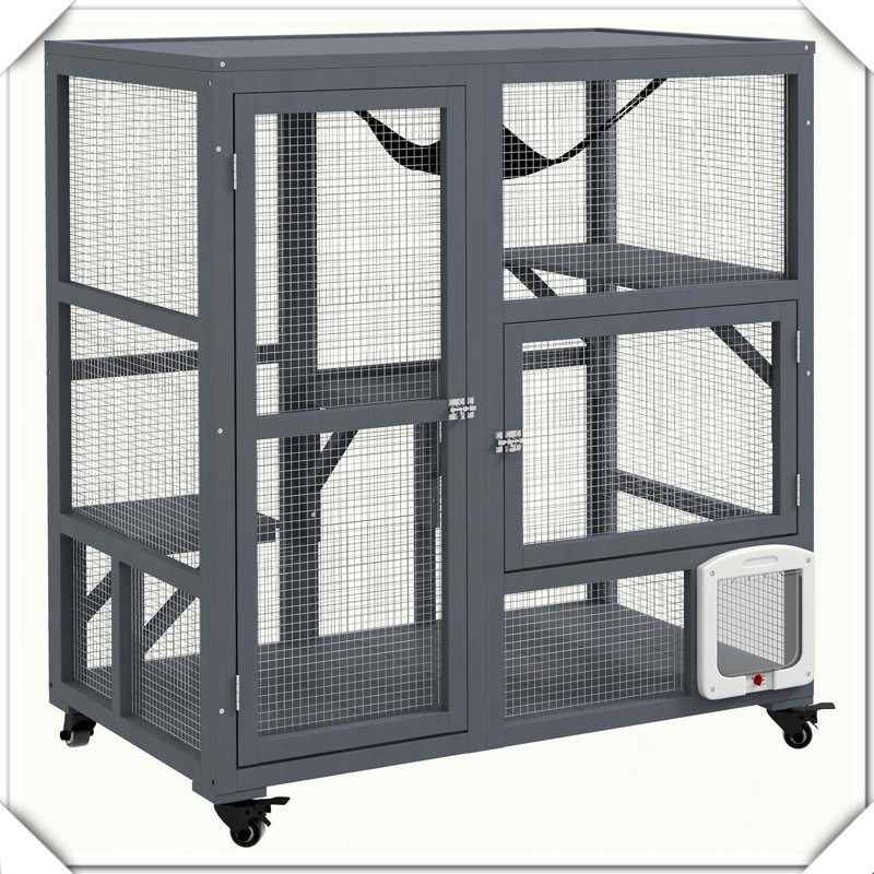Hamac pour chat en bois avec roulettes