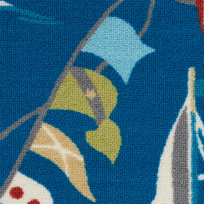 Nautical Blue Diamond Synthetic Indoor/Outdoor Rug