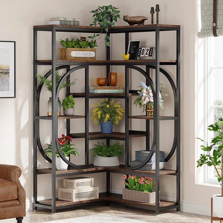 Oscer Bookshelf Industrial 5 Tier Etagere Bookcase Bookshelves for Living Room, Bedroom 17 Stories Color: Black/Brown